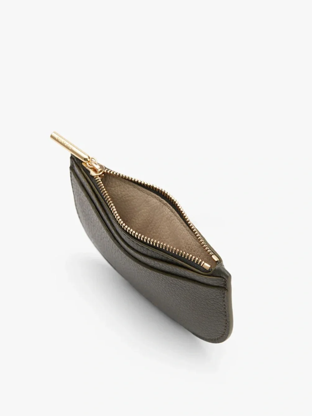 Cuyana Italian leather cardholder dark olive